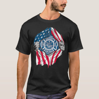 Super Firefighter First Responder Hero US Flag T-Shirt