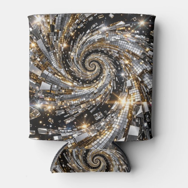 Super Flasher Spiral Or & Argent Can Cooler (Front)