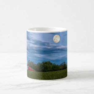 Super Flower Moon Over A Barn Coffee Mug