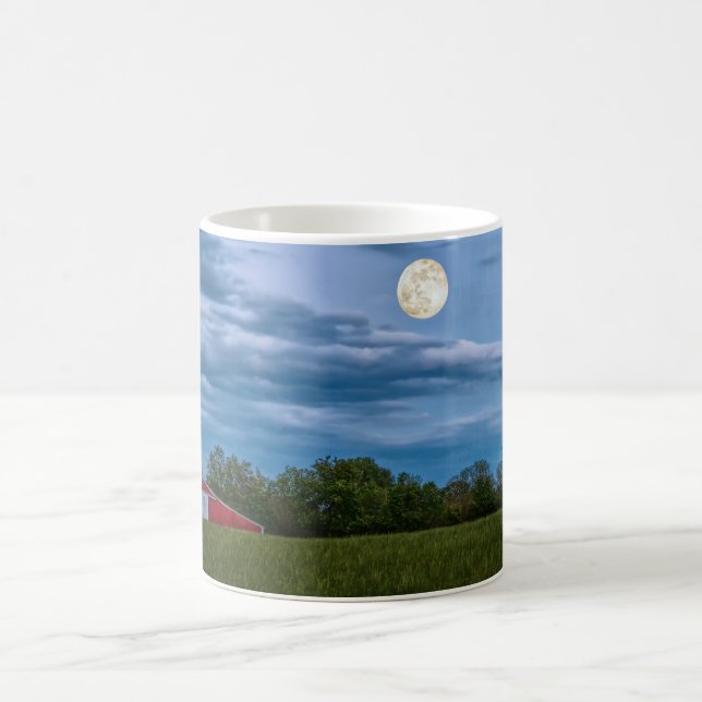 Super Flower Moon Over A Barn Coffee Mug (Center)