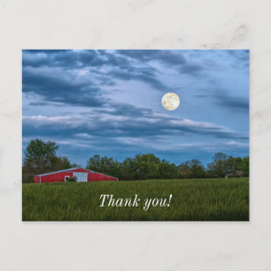Super Flower Moon Over A Barn Thank You Postcard