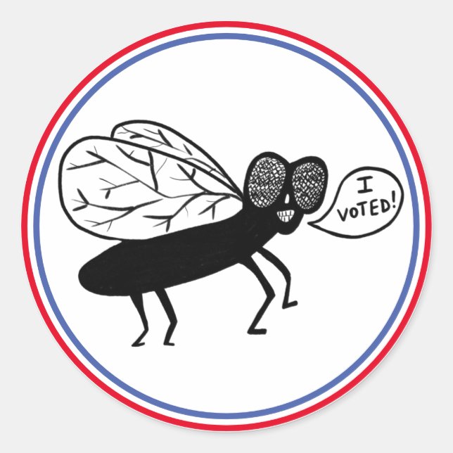 Super Fly says I VOTED! Red White Blue Classic Round Sticker (Front)