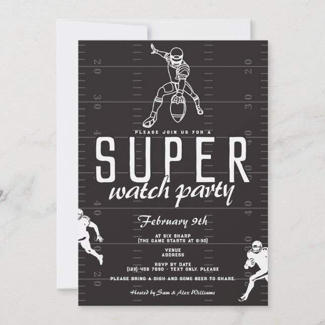 Super Football Game Day Sports Watch Party Invitation (Front)