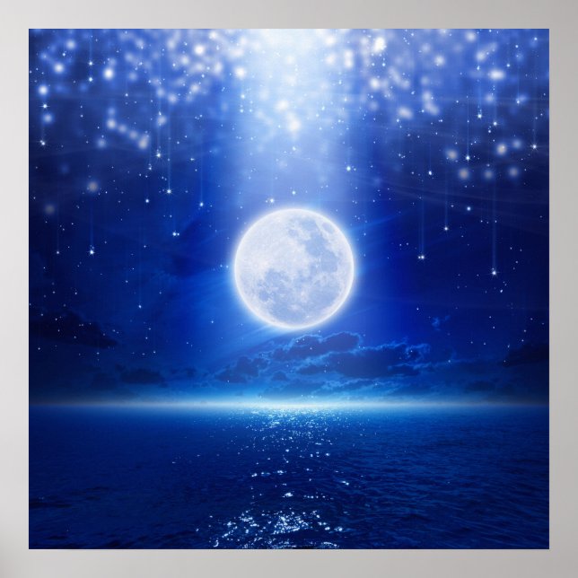 Super full moon sea sight poster (Front)