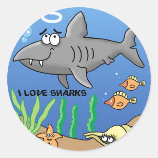 Super fun cool surfer cartoon shark sticker