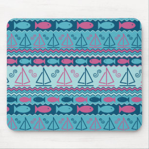 Super Fun Fish And Sailboat Pattern Mouse Pad