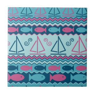 Super Fun Fish And Sailboat Pattern Tile