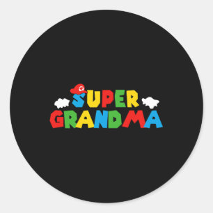 Super Gamer Grandma Funny Women Day For Mothers Da Classic Round Sticker