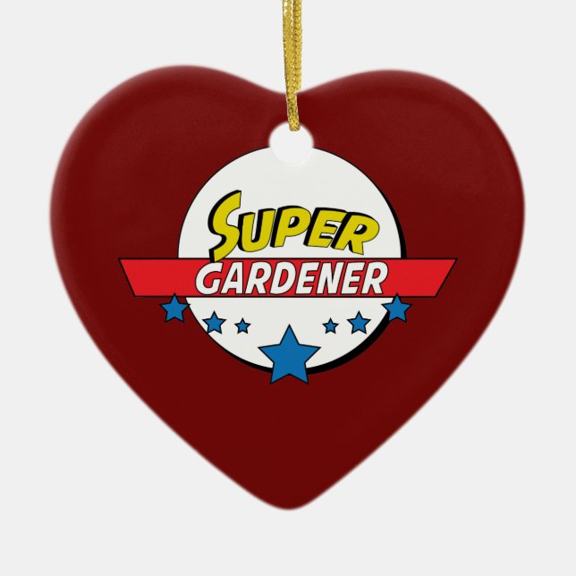 Super gardener, #gardener ceramic tree decoration (Front)