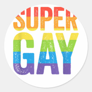 Super Gay T Shirt - LGBT Pride Rainbow Flag Gay Le Classic Round Sticker