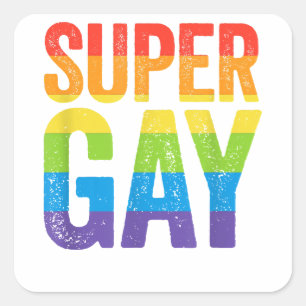 Super Gay T Shirt - LGBT Pride Rainbow Flag Gay Le Square Sticker