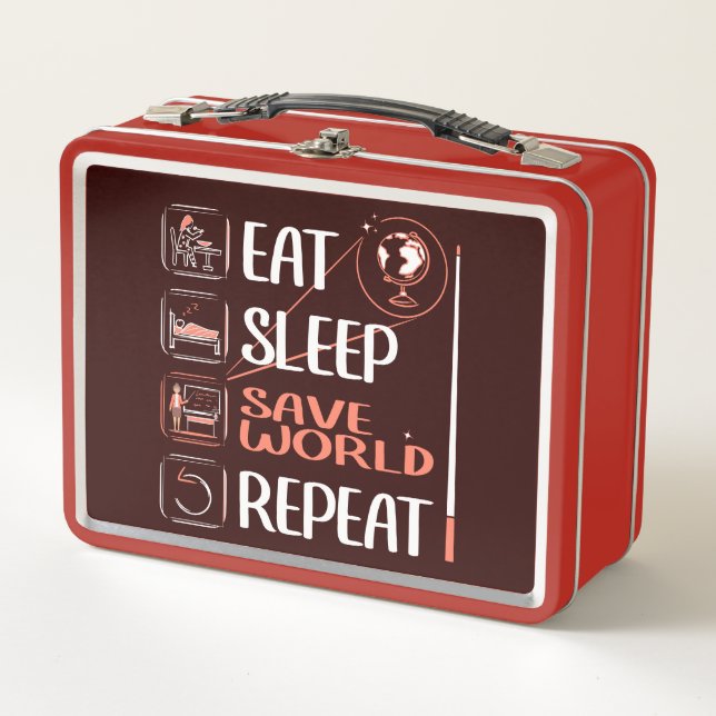 Super Geography Teacher Saves World Thank You Gift Metal Lunch Box (Front)