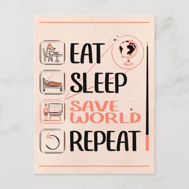 Super Geography Teacher Saves World Thank You Gift Postcard (Front)