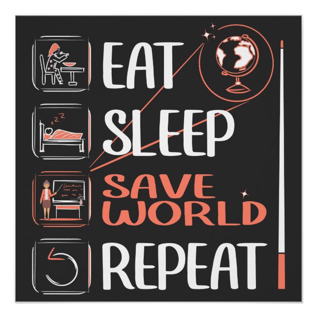 Super Geography Teacher Saves World Thank You Gift Poster (Front)