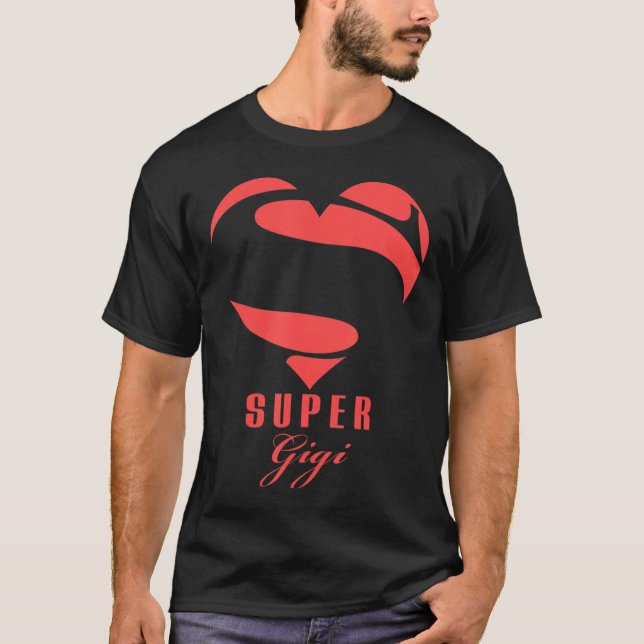 Super Gigi Superhero T Shirt Gift Mother Father Da (Front)
