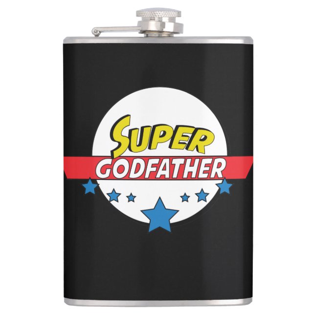 Super godfather, #godfather hip flask (Front)