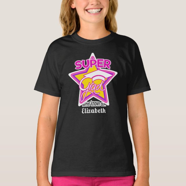 Super Grad Pink-On Dark-Personalise Name and Year T-Shirt (Front)