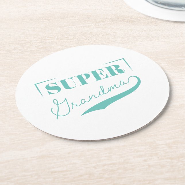 Super Grandma Round Paper Coaster (Angled)