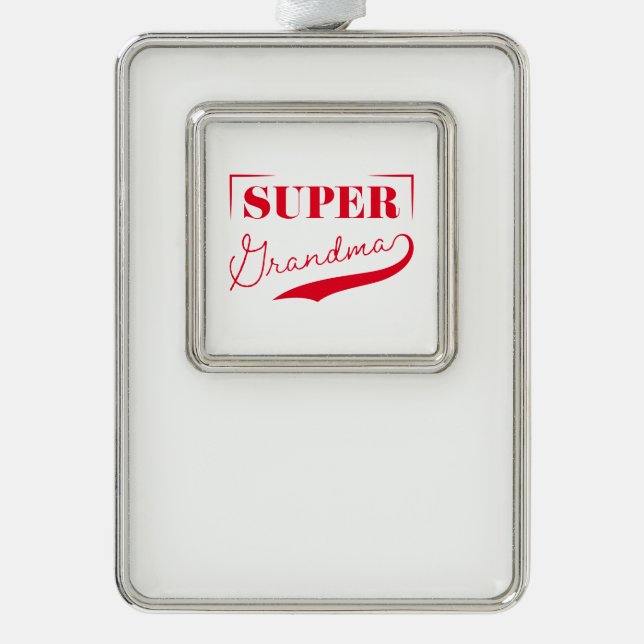 Super Grandma Silver Plated Framed Ornament (Front)