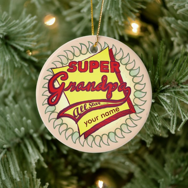 Super Grandpa  Ceramic Tree Decoration (Tree)