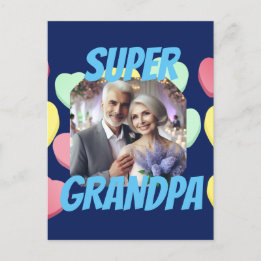 Super Grandpa | Custom Message, Photo and Names Holiday Postcard