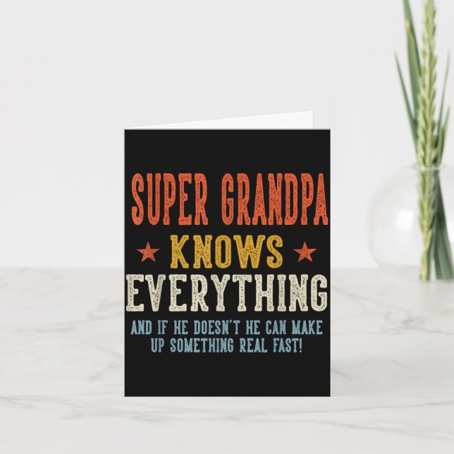 Super grandpa knows everything father's day retro card (Front)