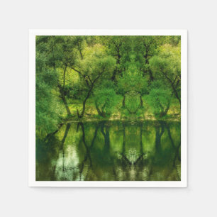 Super Green River Tree Reflections Paper Napkin