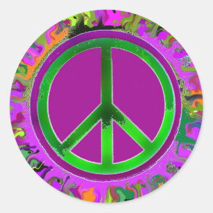 SUPER Groovy Peace Sign Classic Round Sticker