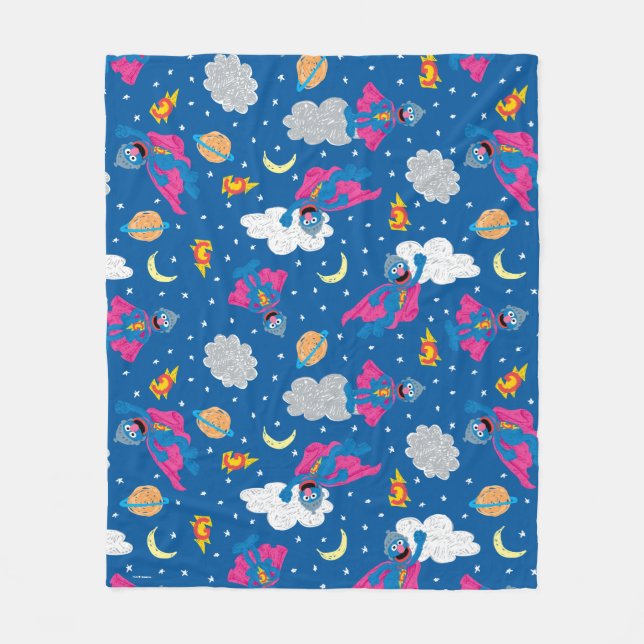 Super Grover 2.0 Night Sky Pattern Fleece Blanket (Front)