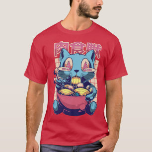 Super Happy Cat Eating Ramen Asian Food Japan Japa T-Shirt