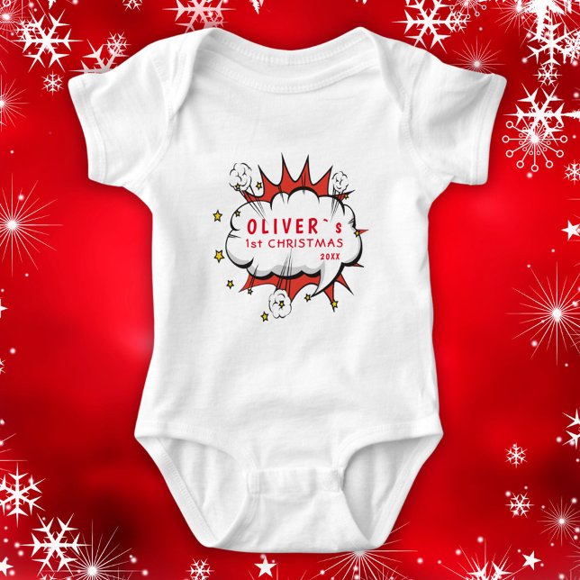 Super Hero Baby`s First Christmas Comic  Baby Bodysuit (Creator Uploaded)