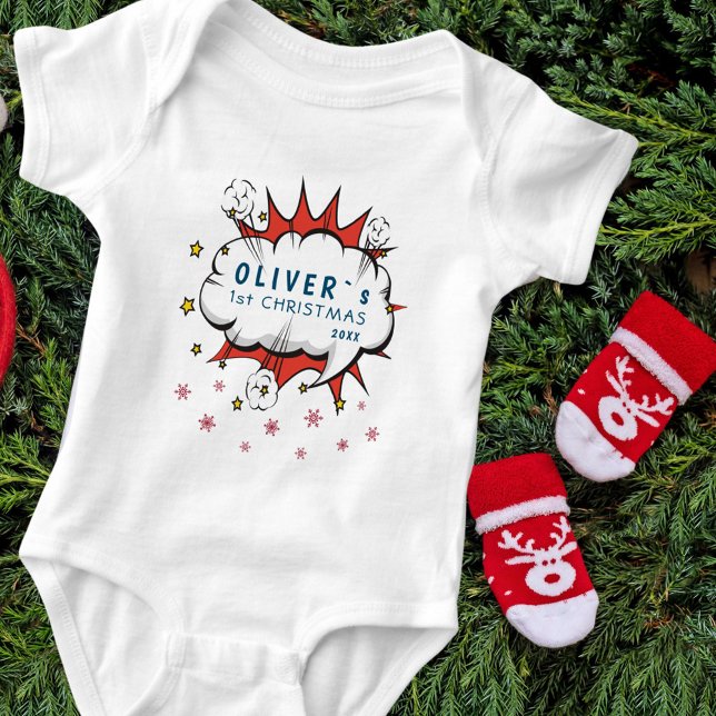Super Hero Baby`s First Christmas Snowflakes Baby  Baby Bodysuit (Creator Uploaded)