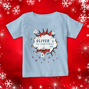 Super Hero Baby`s First Christmas Snowflakes Baby T-Shirt