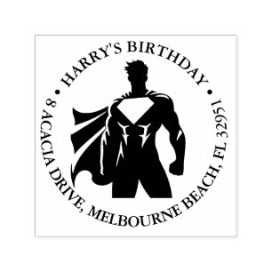 Super Hero Birthday Party Self-inking Stamp