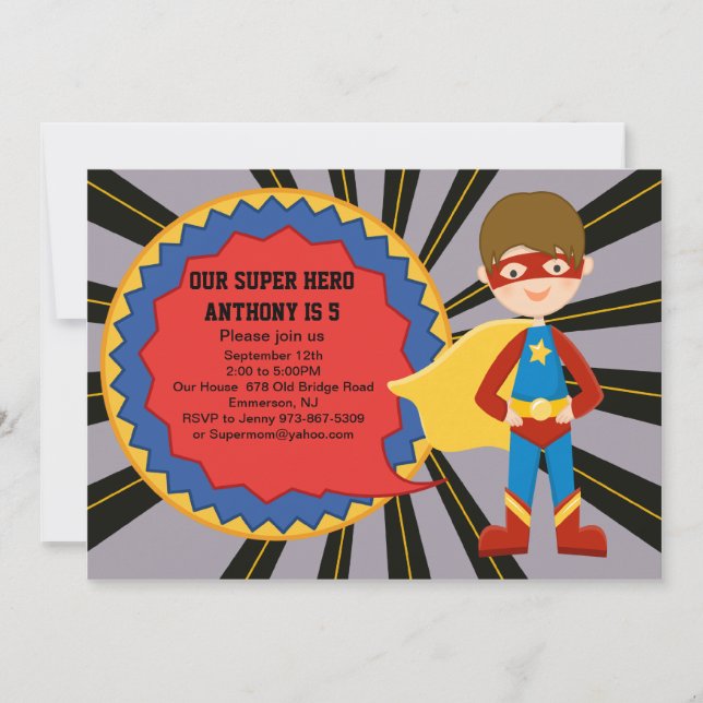 Super Hero Boys Birthday Invitation (Front)