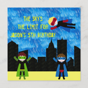Super Hero Boys Bithday Party Invitation