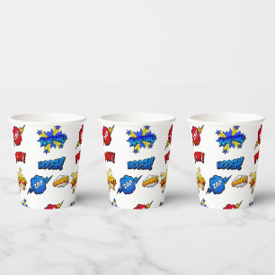 Super Hero Cartoon Caption Emotes and Actions Paper Cups