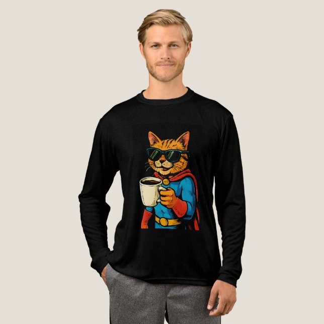 super hero cat Tri-Blend shirt (Full Front)