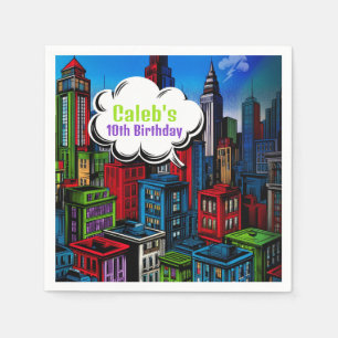 Super Hero Comic Book City Birthday Party Napkin