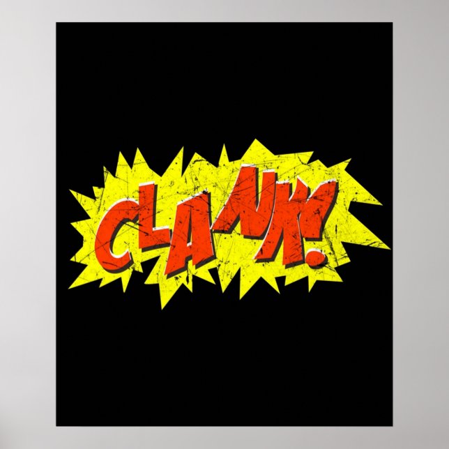 Super Hero Comic Book Onomatopoeia Clank Poster (Front)