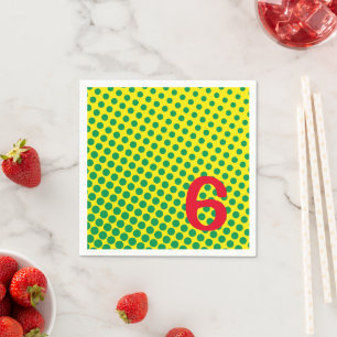 Super Hero Comics Colourful Green Yellow Dots AGE Napkin