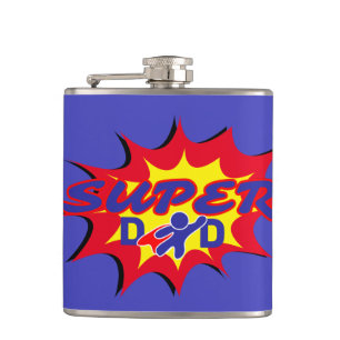 Super Hero Dad Comic Book Father's Day Hip Flask