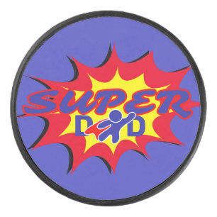 Super Hero Dad Comic Book Father's Day Hockey Puck