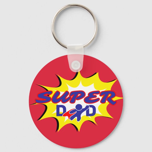 Super Hero Dad Comic Book Father's Day  Key Ring (Front)