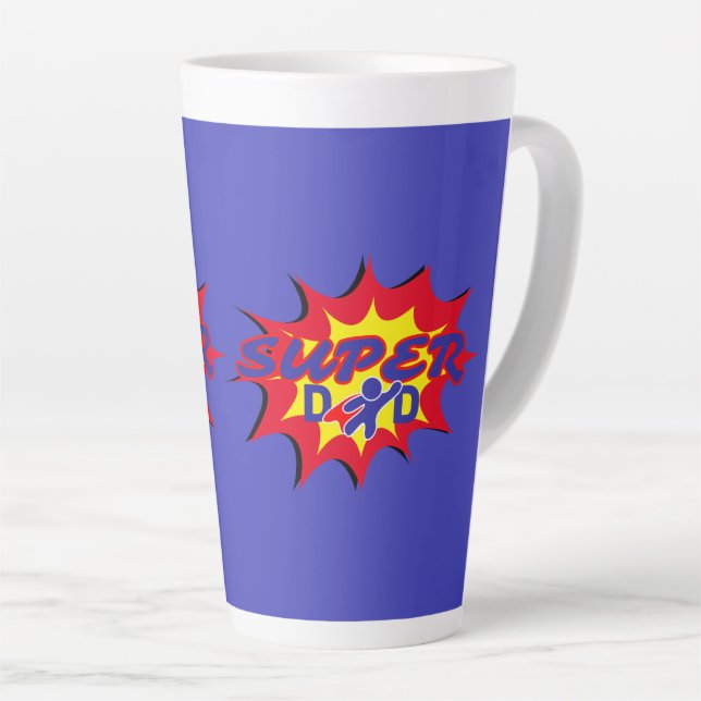 Super Hero Dad Comic Book Father's Day  Latte Mug (Right Angle)