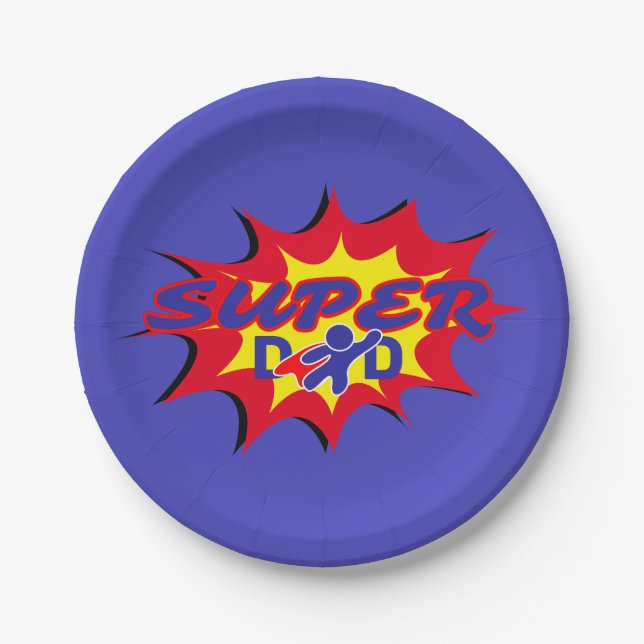 Super Hero Dad Comic Book Father's Day  Paper Plate (Front)
