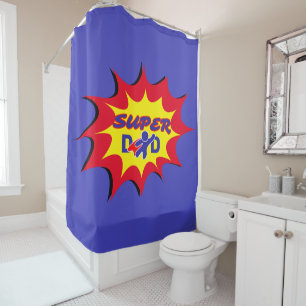 Super Hero Dad Comic Book Father's Day Shower Curtain