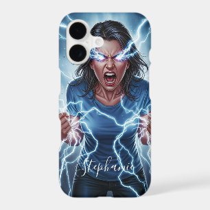 Super Hero Lightning Electricity Woman Blue