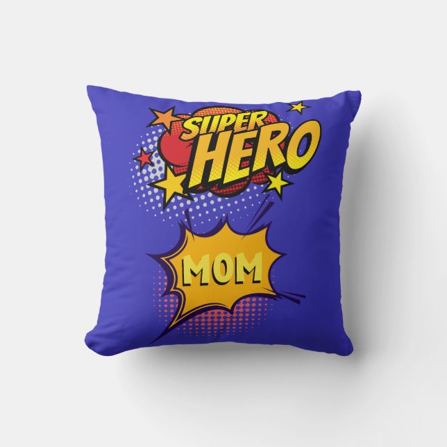 Super Hero Mum Comic Book Style Cushion (Front)