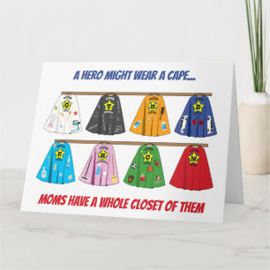 Super Hero Mum Many Capes Humourous Card